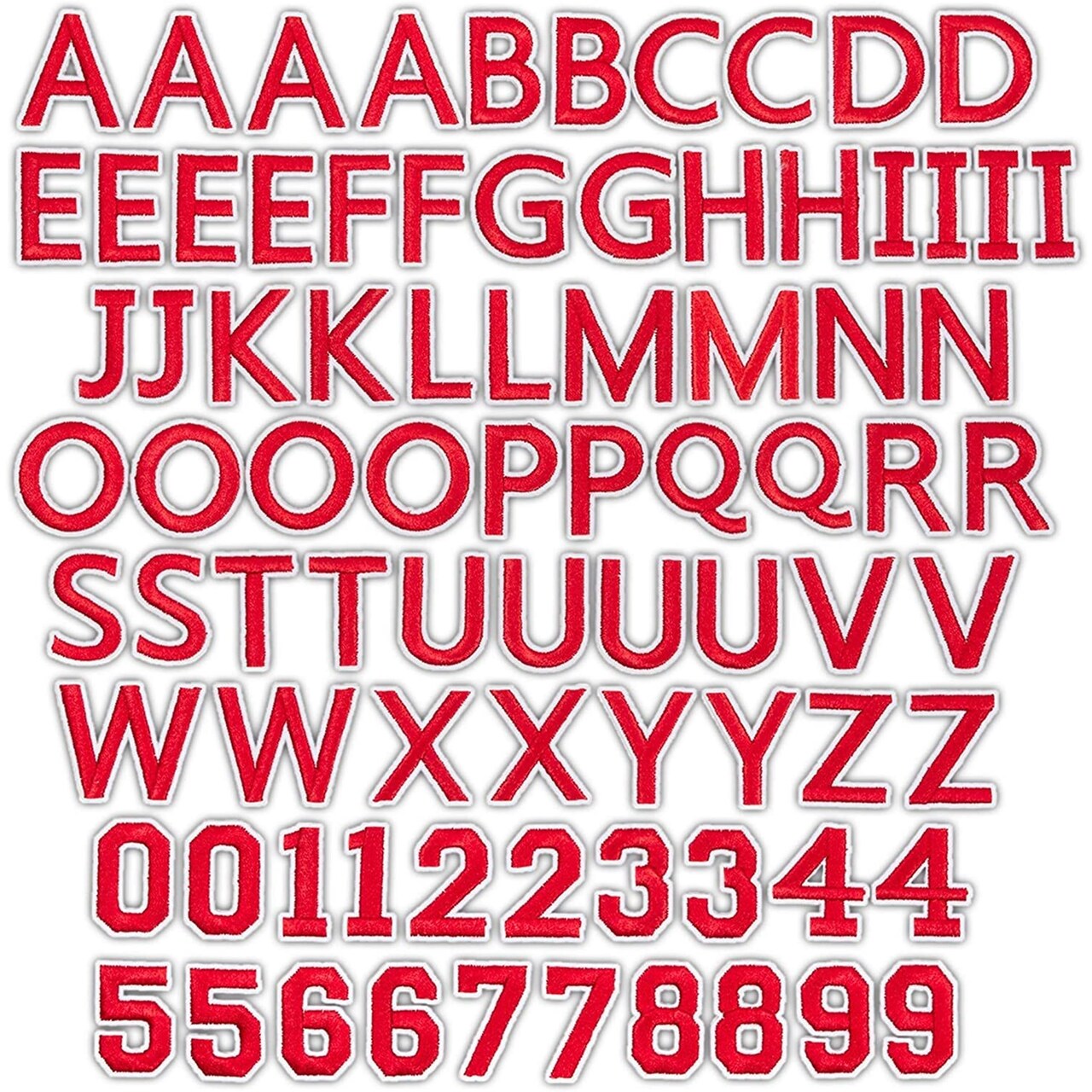 Red Alphabet Letter and Number Iron On Patches for Applique, Sewing, and Crafts (1 in, 82 Pieces)